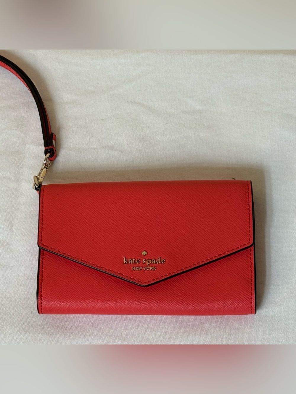 Kate Spade Red Saffiano Leather Wristlet Wallet